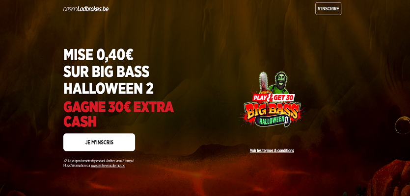 Gagnez 30€ Extra Cash avec Big Bass Halloween 2 sur Ladbrokes !